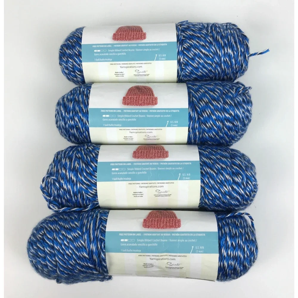 Caron Simply Soft Marled Yarn Royal Blue Marl 5 oz 240 yds - Lot of 4